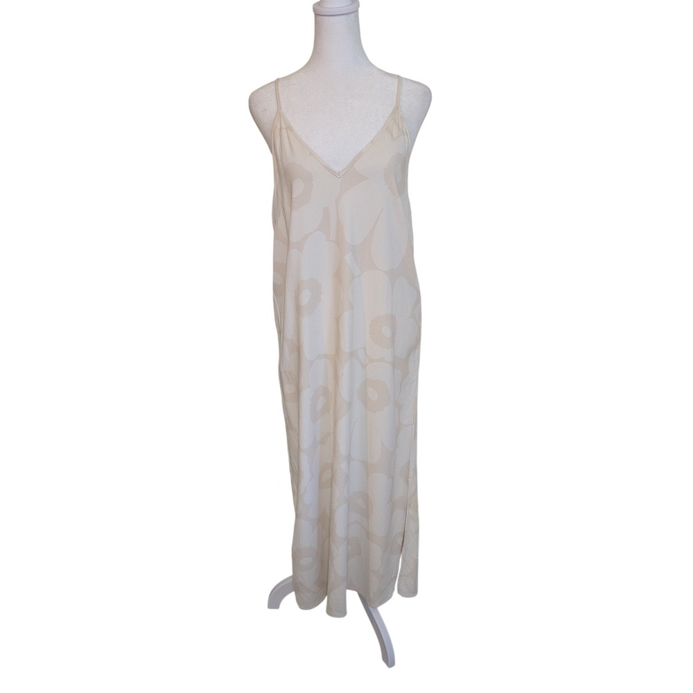 Marimekko Utelias Unikko Floral Maxi Slip Dress Beige Cream Size S - Picture 3 of 8